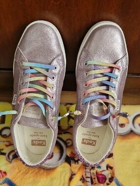 kate spade New York Women Metallic Pink Glitter Sneakers US6= 23cm.